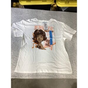 Aretha‎ Franklin Queen of Soul Graphic Tee White Cotton Shirt Womens Large NWT